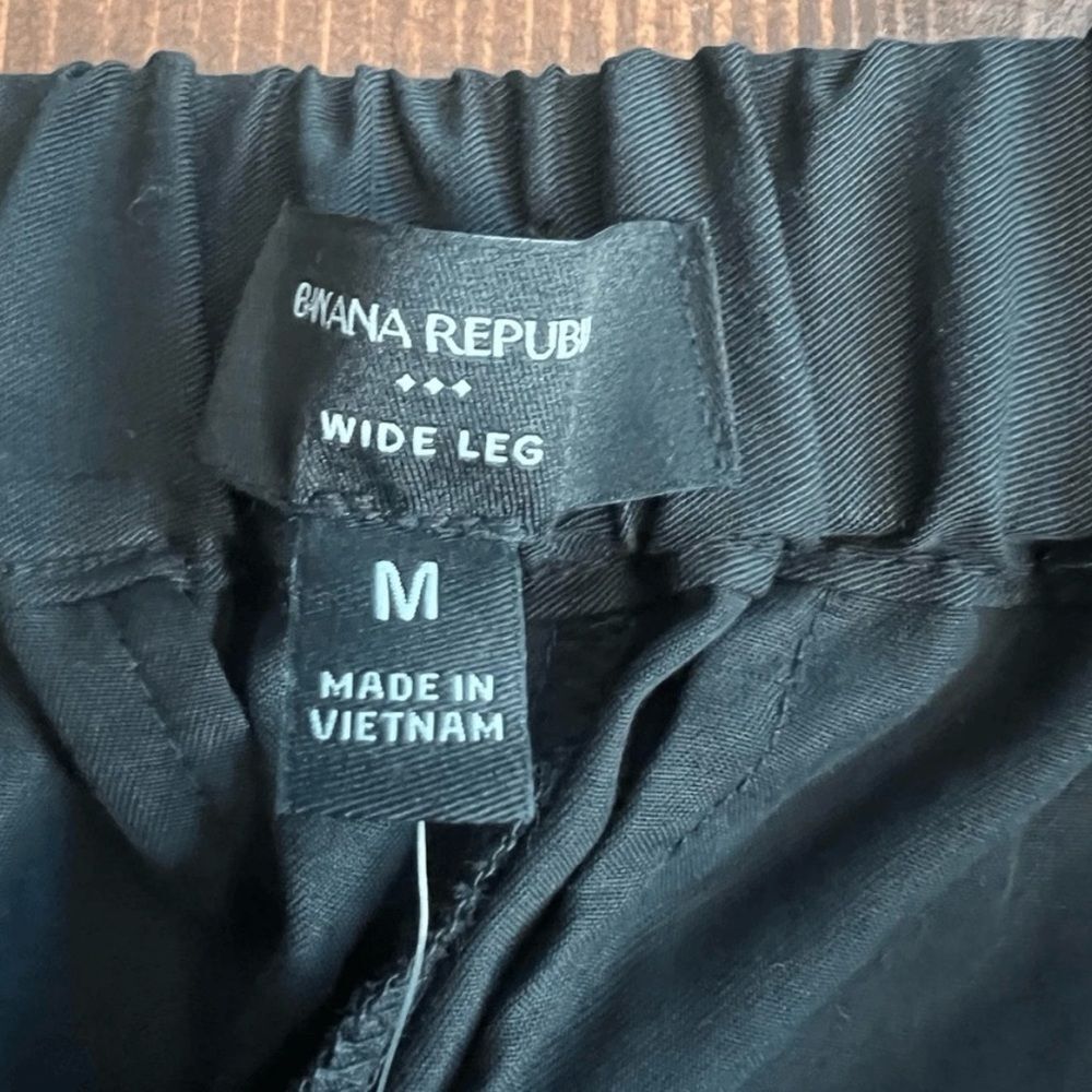 Banana Republic Wide Leg Pants Size Medium Black Tencel Elastic‎ Back NWT - Picture 8 of 8